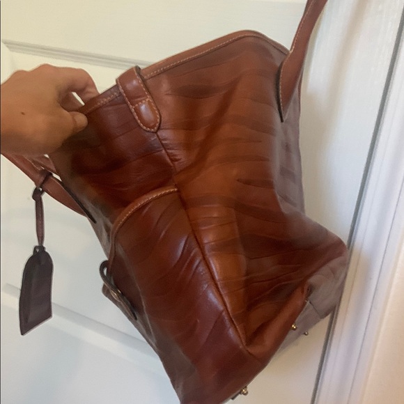 Dooney & Bourke Cognac Charleston Shopper Tote Zebra Leather Tote Bag - Picture 10 of 16